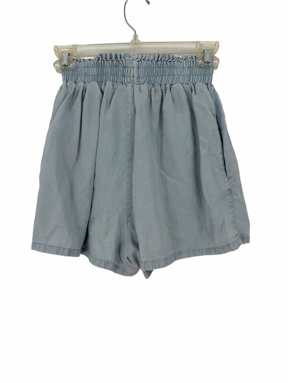Miou Muse Smocked High-Waist Light Blue Women's Shorts